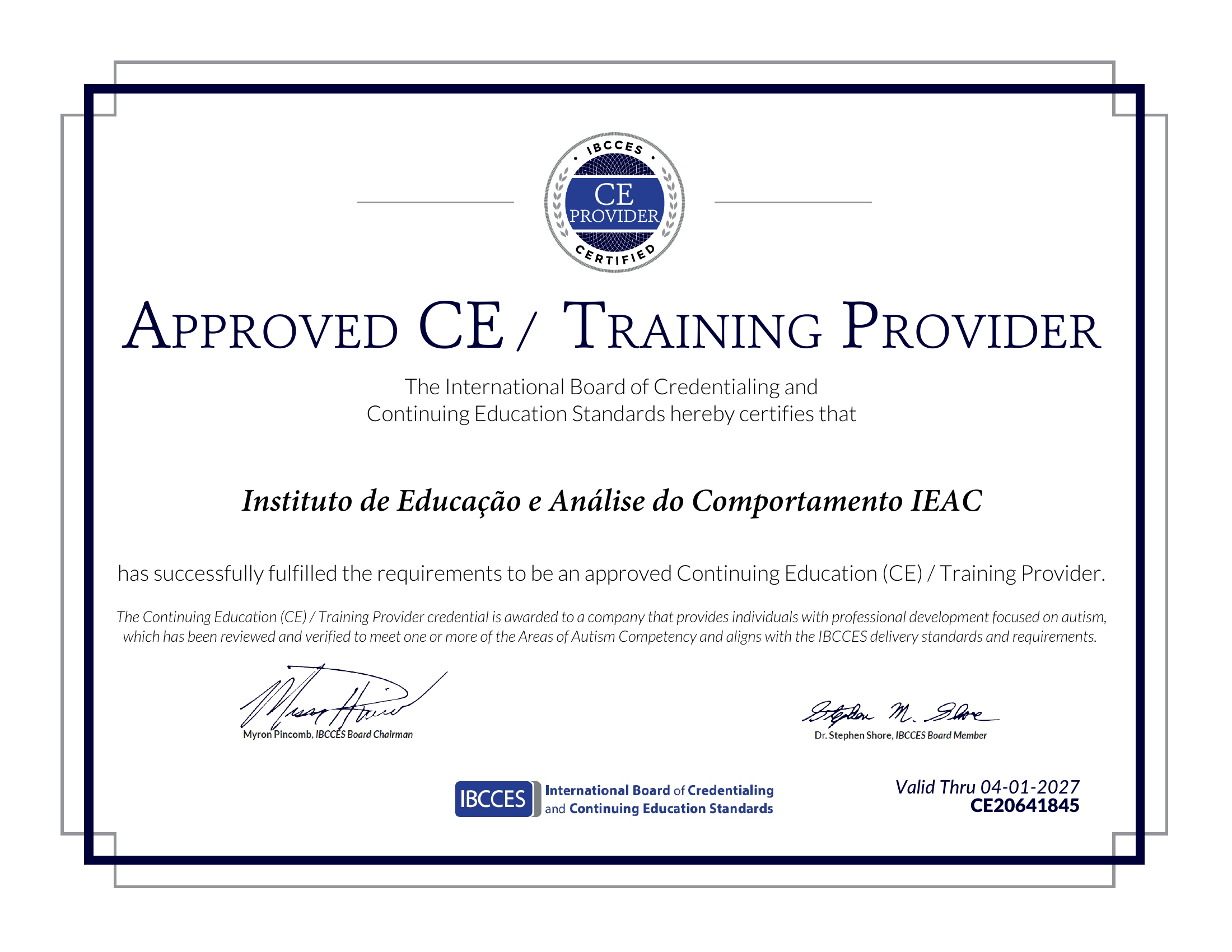 Certificado institucional IBCCES do IEAC